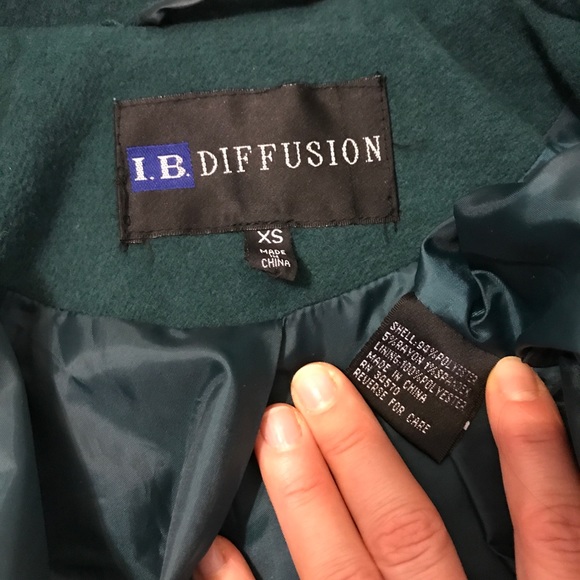 Xs dark forest hunter emerald green IB Diffusion peacoat pea coat trenchcoat - Picture 6 of 10